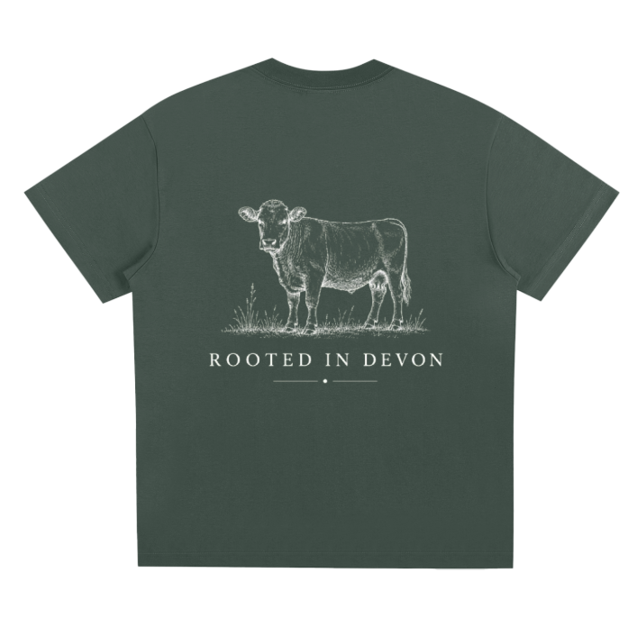 Rooted In Devon Green Cow Tee
