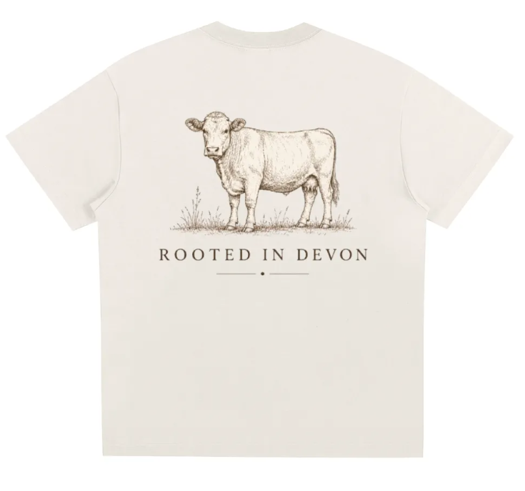 Rooted In Devon White Cow Tee